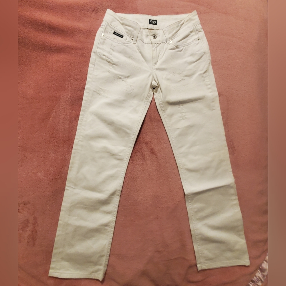 Dolce & Gabbana Like New White Distressed  Denim Jeans Size 25